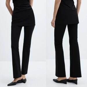 Mango High Waist‎ Straight Trousers Black Womens Sz Medium NEW Elastic Waist NWT